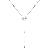 SLUYNZ 925 Sterling Silver Star Y Necklace for Women Teens CZ Star Necklace Choker Necklace Pendant