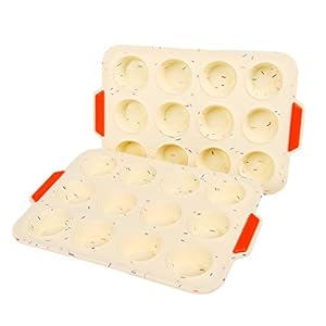 2 stuks mini-muffinvormen van siliconen voor 12 muffins, anti-aanbaklaag, bakplaat voor mini-cupcakes, brownies, cake…