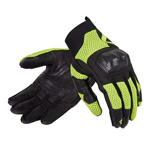 REBELHORN Gap III Guantes de Moto de Cuero para Hombre Protectores de Tobillo Ventilación con Inserciones de Malla de Poliéster 3D