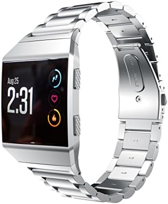 Wivily For Fitbit Ionic Strap, Stainless Steel Strap Metal Folding Clasp Replacement Band, 4 Colors