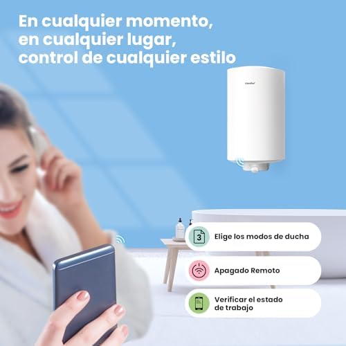' D50-15EFG Calentador de agua eléctrico mural de Accumolo 50 L Sobre fregadero de acumulación Compacto fácil de instalar, Blanco