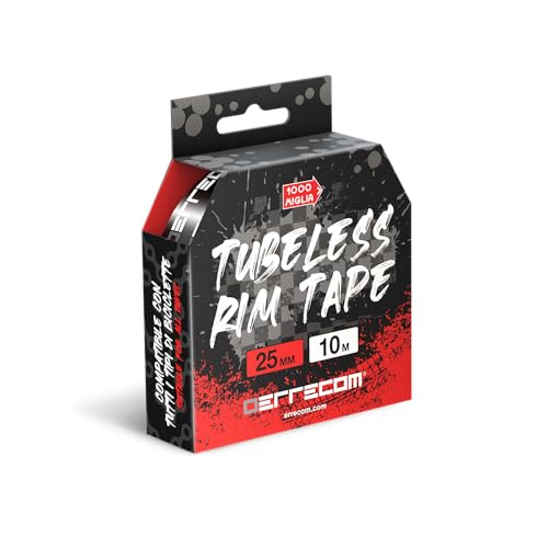 Errecom Tubeless Rim Tape 10 m x 25 mm, Adhesive Tape for Tubeless Conversion, Ultra Resistant, Contains 4 Seal Patches