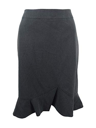 Tahari ASL Women's One-Button Skirt Suit (4, Dark Grey/Ivory)