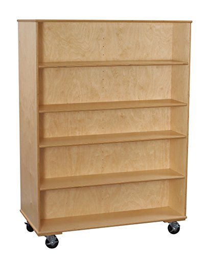 Classroom Select 1467857 Mobile Double-Sided Book Case with Adjustable Shelf, Birch veneer, 67", Natural Wood Tone