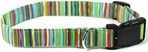 Ruff Roxy Happy Clover Green Stripes Dog Collar, Designer Cotton Dog Collar, Adjustable Handmade Fabric Collars