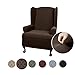 Maytex Pixel Ultra-Soft Stretch Textured Mini Dot 1-Piece Wing Chair Furniture Cover Slipcover, Chocolate Brown