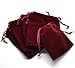 PEPPERLONELY Brand 10PC Dark Red Velvet Drawstring Pouches Jewelry Gift Bags 12x10cm (4-3/4 x 4 Inch)