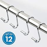 iDesign T-Bar Metal Shower Curtain Hooks, Rust Resistant Shower Hooks Rings for Kid's Bathroom, Guest Bathroom, Master Bathroom, Set of 12, Chrome