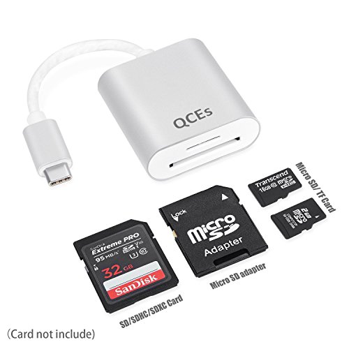 USB Type C Card Reader, QCEs USB C Card Reader Aluminum Superspeed USB 3.0 2-In-1 Card Reader for SD Card/Micro SD Card/TF Card for 2017 MacBook Pro Samsung Galaxy S8 LG G5 and more USB C Devices - Thumbnail 3
