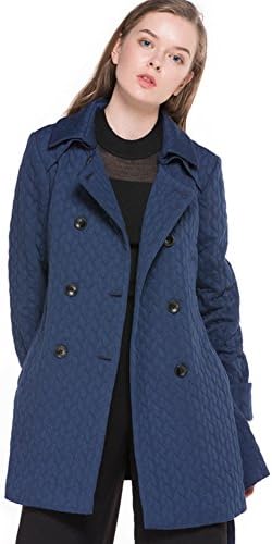 Women's Casual Winter Double-breasted Cotton-padded Jackets Outwear Coats with Belts X-Large
