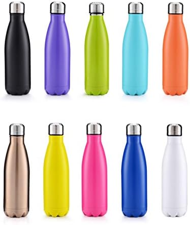 OJESS Water Bottle Double-walled Stainless Steel Sports Bottle 11 Color Camping Travel Mug Healthy Drinks Hot 500 ml -17OZ BPA Free (Rose gold)