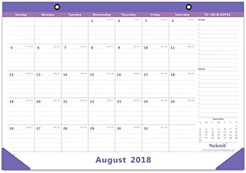 Nekmit Monthly Desk Pad Calendar, August 2018 - December 2019, 16-3/4" x 11-4/5", Purple