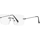 PEYEOISD Oversized Square Frameless Reading Glasses for Women, Fashion Large Frameless Metal Readers, Big Borderless Eyewear