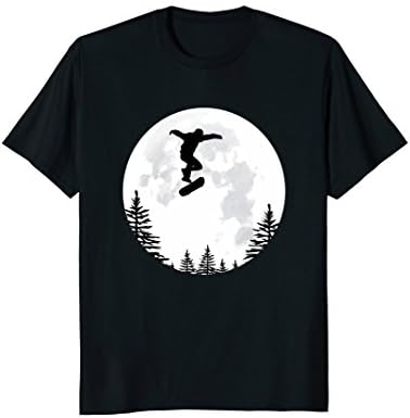 Mens Flying skateboard Over the Moon t-shirt for boys and men Large Black