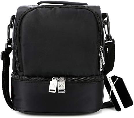 Luxcathy Insulated Waterproof Lunch Bag Cooler Bag with Zipper , Adjustable Crossbody Strap and Bag Tag - Made of Environmental Nylon Material for Kids Adult School Picnic Camping Breastmilk Preservat