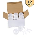 LONGWAY 1.7 Oz (50ML) Plastic Jars with Lids and Inner Liners | Empty Lotion Containers/Travel Cream Containers - for Sugar Scrub, Cosmetic Jars & BPA Free (Pack of 12, Transparent)