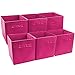 Sorbus Foldable Storage Cubes - 6 Pink Storage Bins for Organizing Pantry, Closet, Shelf, Nursery, Playroom, Toy Box, Cubby - 11 Inch Collapsible Fabric Baskets with Handle