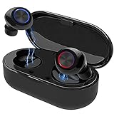 True Wireless Earbuds Bluetooth 5.0 with Charging Case,Mini HD Stereo Sound Noise Cancelling in-Ear Headphones,Touch Control IPX7 Waterproof Sports Earphone Built-in Mic for iPhone/Android(Black)
