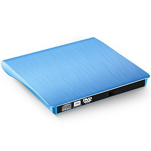 YAHEY External CD Drive, Ultra Slim USB 3.0 CD DVD-RW DVD ROM Drive For High Speed Data Transfer and Laptop Notebook PC Desktop Computer Support Mac OSX, Windows/ Vista/7/8/8.1/10 （blue)