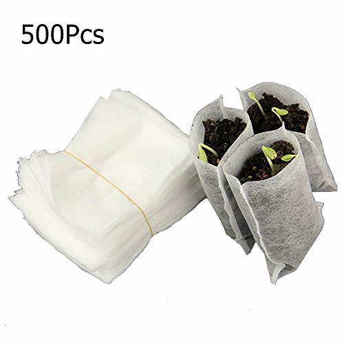 ORYOUGO Degradable Non-Woven Plant Grow Bags,Fabric Seedling Raising Pots Container for Plants Growing/Home Garden Supply,White 8x10CM (500 Pcs)
