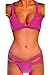 Cross1946 Sexy Lady Bikini Sets Push up Bra Bandage Swimsuit Rose Red,L