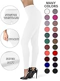 SATINA High Waisted Leggings w/Stretch Waistband (PlusSize, White)