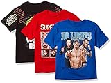 WWE Boys' Little Boys' 3 Pack T-Shirt Bundle, Red/Royal/Black, M-5/6