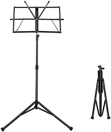 Amosic Sheet Folding Music Stand (18"x12") Holder for Instrument Books Lightweight with Durable Carry Bag (Tray Max Load 4 Pounds)