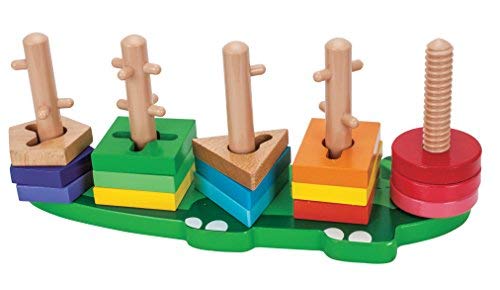 TOWO Wooden Shape Sorter Stacker Puzzle - Wooden Shape Sorter Toys - Wooden Geometric Shapes Stacking and Sorting Toys - Educational and Development Toys for 3 Years Old