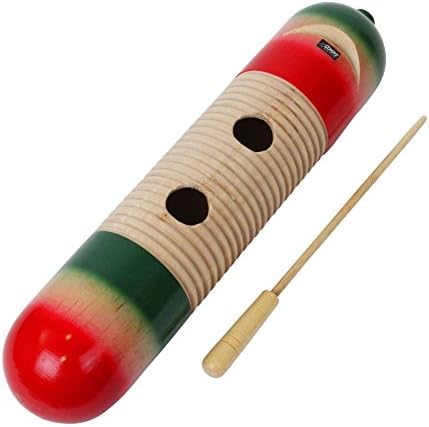 Quatro percussion WOODEN tri color standard GUIRO &amp; SCRAPER beater
