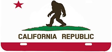 Bigfoot California Republic Flag Custom License Plate Sublimation Printed