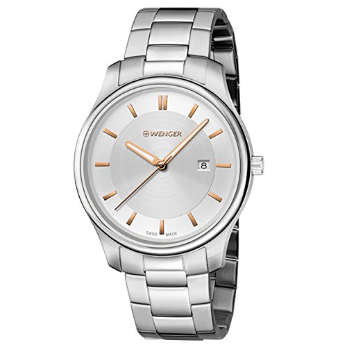 Wenger Men's 'City Classic' Swiss Quartz Two-Tone and Stainless Steel Casual Watch, Color:Silver (Model: 01.1441.105)