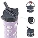 Lifefactory 16-Ounce BPA-Free Glass Water Bottle with Straw Cap and Protective Silicone Sleeve, Lilac