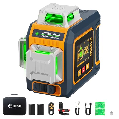 CIGMAN 3×360° Kreuzlinienlaser Grün selbstnivellierend mit LCD