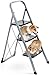 Delxo Portable Collapsible Lightweight Alloy Steel 3-Step Stool Stepladder with Wide Pedal, Hand Grip and Locking Mechanism, White