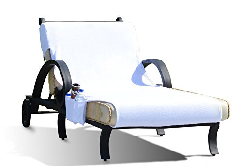 Linum Home Textiles CL00-SWP Standard Size Chaise Lounge Cover with Side Pockets-White, 102" L x 32" W