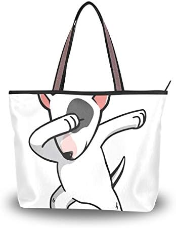 Stylish Funny English Bull Terrier Women's Tote Bag -PTNo1 Shoulder Bag Handbags for Hiking Gym Travel Picnic Beach