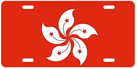 Metal License Plate Cover Hong Kong Flag Aluminum License Plate 12" x 6"
