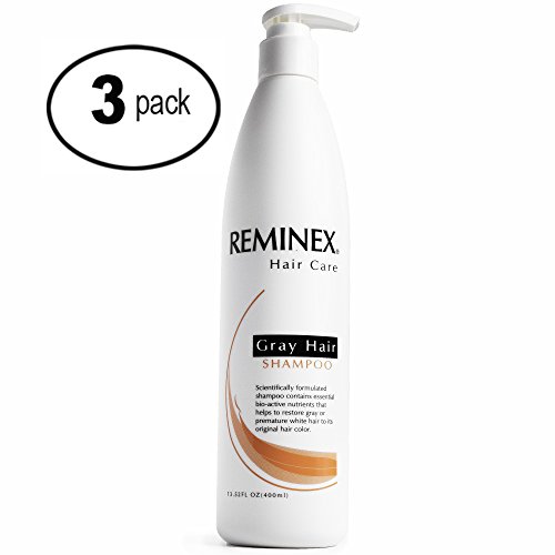 Reminex Grey Hair Shampoo - Hydrating Treatment Slows Down Aging of Hair and Helps Restore Grey Hair To Its Original Color - 13.5 Oz Great For All Hair Types (3 Pack)