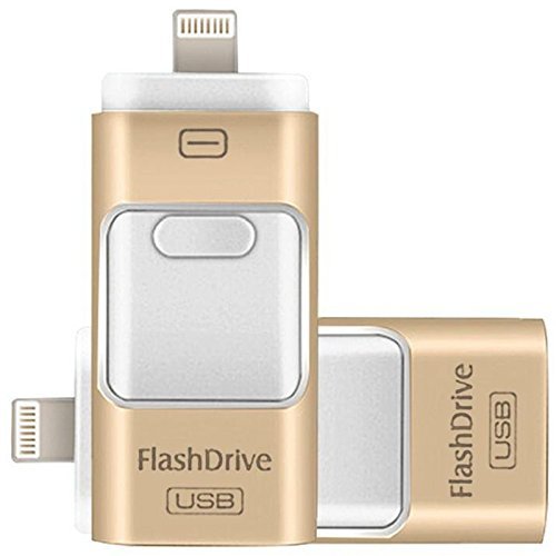 128GB iPhone USB Flash Drive, iPad Memory Stick, iOS External Storage Expansion for iOS Android PC Laptops (Gold)