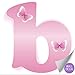 Wall Letter Stickers Custom Name Decals Girls Personalized Initial Baby Nursery Kids Room Decor Child Playroom Bedroom Home Vinyl Alphabet Removable Peel Stick Butterflies (Letter b Pink Butterfly)