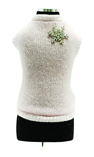 Trilly Tutti Brilli Loup Wool Sweater with Crystal Snowflake Brooch, Pink, 2X-Small