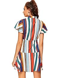 Milumia vestido de verano de manga corta con volantes, estampado de lunares, para mujer