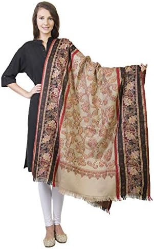 La Vastraa's Shawls for Women - Thread Work Floral Pattern Wool Shawl
