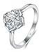 BORUO 925 Sterling Silver Ring, Cubic Zirconia CZ Diamond Eternity Engagement Wedding Band Ring Size 4-12
