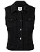 BEKDO Womens Basic Solid Denim Vest-L-BLACK