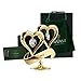 24K Gold Dipped Love” Ornament, Two Hearts with Dangling Crystals, Above a “Love” Inscribed Banner, in Gift Ready Box, Gift Idea for Valentine's Day, Birthday, Mother's Day, Anniversary, Christmas