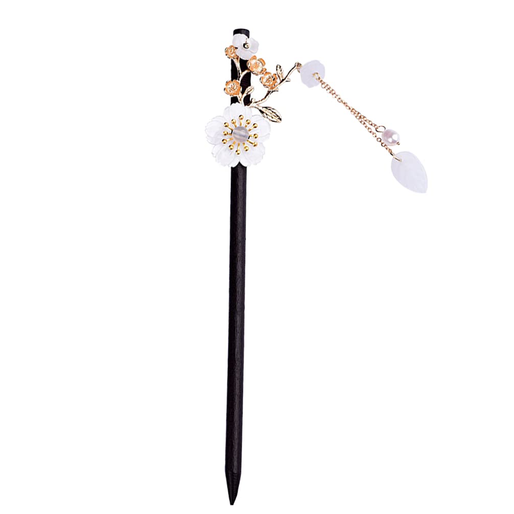 Lurrose 2pcs Vintage Hair Stick Ebony Chinese Tassel Hair Chopstick Hanfu pin Fork Styling Accessories for Woman Girl