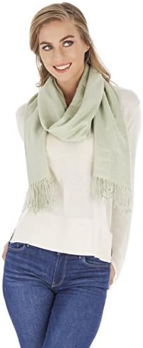 Four Season Premium Golden Design Fashion Twill Pashmina Scarf Shawl - 26"x70" (Light Olive Drab)