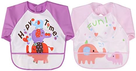 MOMLOVES - Waterproof Sleeved Bib,Infant Toddler Baby Waterproof Bib,6-36 Months